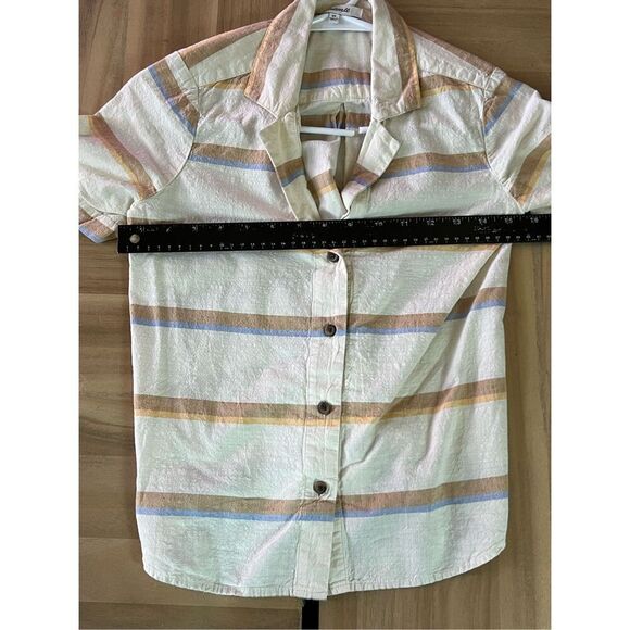 Madewell Stripe Camp Shirt Basin Stripe Earthen Sand Size extra small - Picture 5 of 5